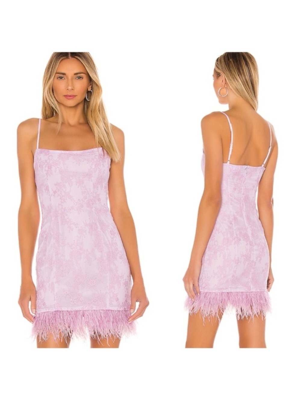 Lovers + Friends Judy Feather Trim Mini Dress in Lilac Purple